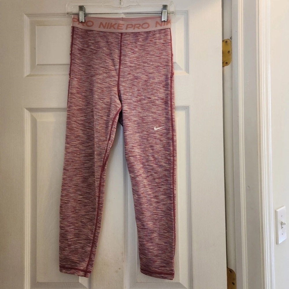 NIKE PRO Dri-Fit Leggings Pink Striped Girls Youth Medium